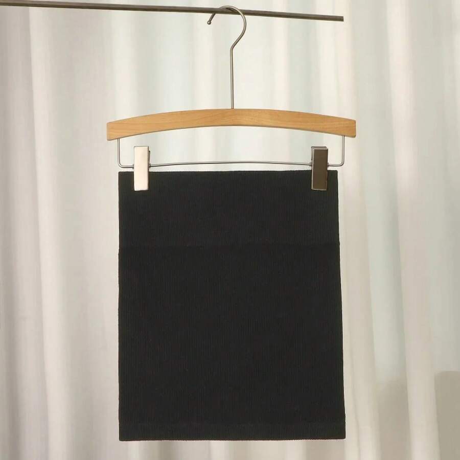 Falda corta coreana versátil, Color sólido, fina, elástica, de cintura alta, Vintage, Sexy, ajustada, combina con todo, minifalda informal nueva - Negro - Ver 1