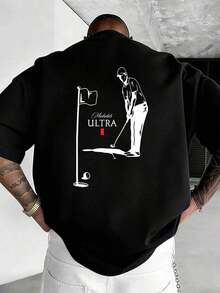 Regalo: Camiseta de Verano "Michelob ULTRA" para Hombre, Diseño de Golfista, Impresión a Doble Cara, Camiseta de Manga Corta 100% Algodón Premium, Cuello Redondo, Suave y Transpirable, Estilo Holgado y Versátil, Camiseta Casual Unisex, Perfecta para el Uso Diario, Ropa para Actividades al Aire Libre, un Regalo Ideal para Novios, Regalo para Hombres, Ropa para Entusiastas del Golf Masculinos. - Negro - Ver 3