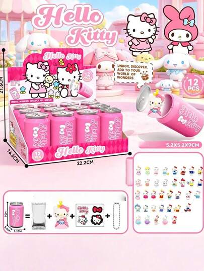  Móc khóa hình thú nhồi bông Sanrio Kuromi & Hello Kitty, mặt dây chuyền hình hộp bí ẩn dễ thương, phụ kiện túi xách sưu tầm, mô hình nhân vật hoạt hình mini, quà tặng sinh nhật, giải thưởng trò chơi Bingo, búp bê sưu tập bất ngờ