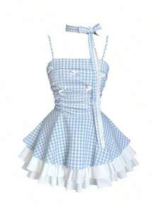 Women Short Dresses - Baby Blue - View 7