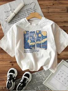 Limited EditionStarry Night Window View Printed% Round-neck-shirt Is Made of A Solid-color, Fashionable and Stylish Fabric. It Is Specially Designed Summer and Is Suitable Daily CasuaLightweight Cotton - Blanco - Ver 7