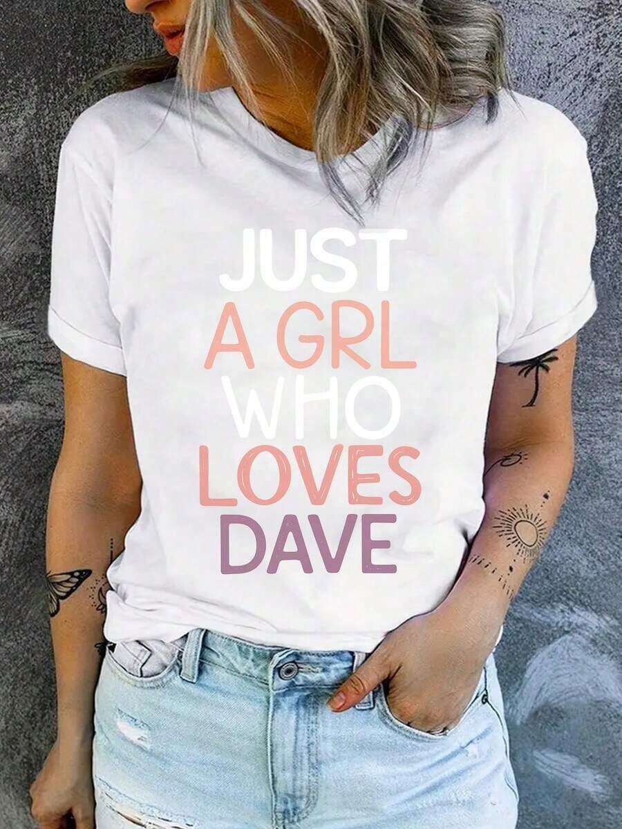 Camiseta Casual [Nueva Recomendación] Camiseta con Estampado de Letras Creativas, Casual para Mujer, Vacaciones, Manga Corta, Cuello Redondo, Primavera y Verano, Lavable a Máquina, Ropa Nueva para Mujer, Combinable con Todo y 100% Algodón Duradero - Blanco - Ver 1