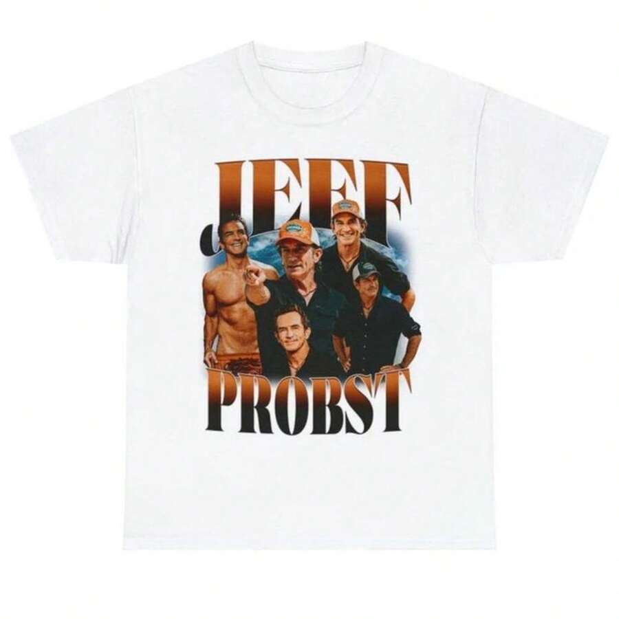 Gildan Jeff Probst T1EE T-Shirt, Unisex Jeff Probst Graphic Design T1EE T-Shirt, Black/White, Various Sizes. 220g Essential Unisex Cotton T-Shirt, 220g Of Unique Softness. Designed To Fit Everyone, Men And Women Alike. Durable, High-Quality Fabric, Ready For Any Cut, Delicate To The Touch But Built To Last. Lightweight Tops For Women, Perfect For Fall Outfits, Vacation Wear, And New Year's Costumes. - 白色 - 查看 1