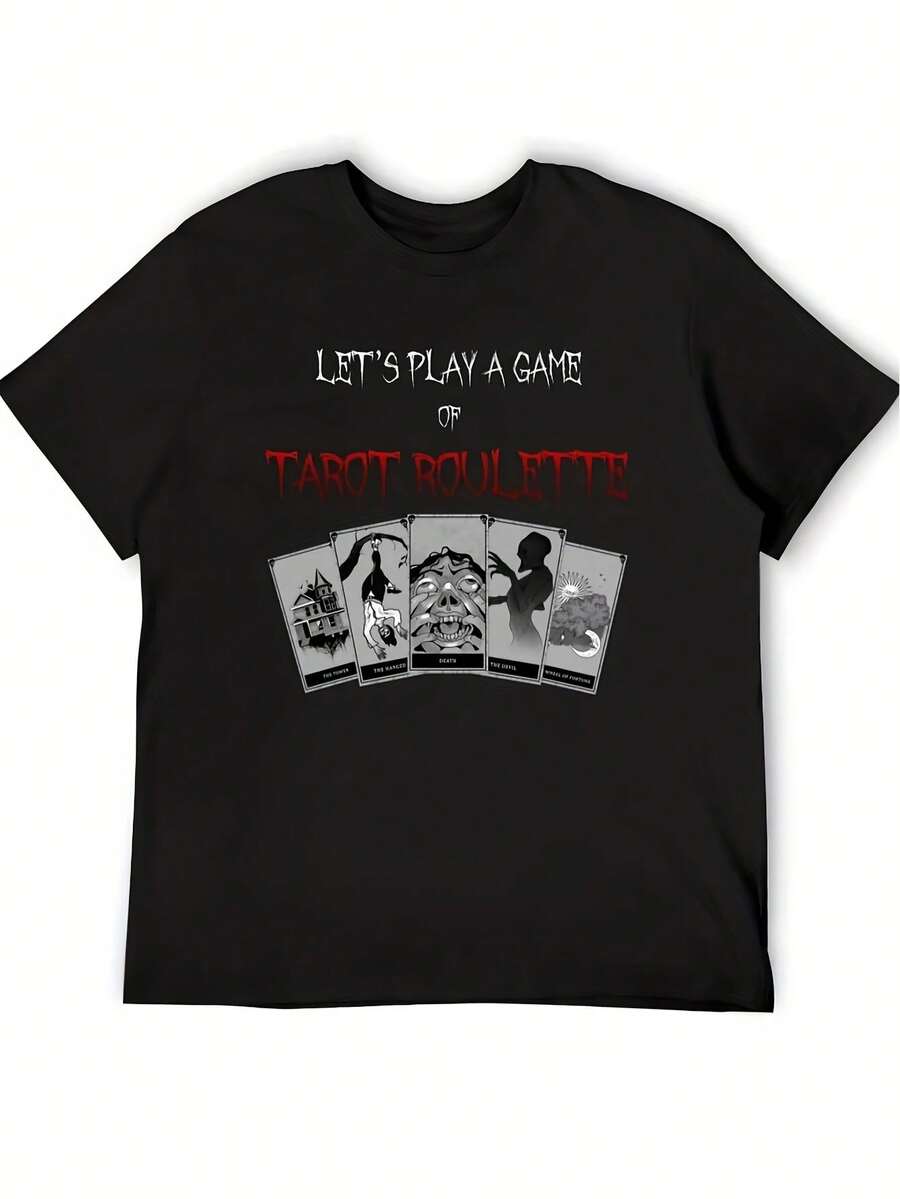 Camiseta de hombre con diseño de ruleta y fantoma - Corte holgado, transpirable, elástica, de manga corta y cuello redondo, con el icónico diseño de ruleta y fantoma, adecuada para uso casual, actividades de juego, atuendos diarios, lavable a máquina, camiseta para mujer, local. - Negro - Ver 1