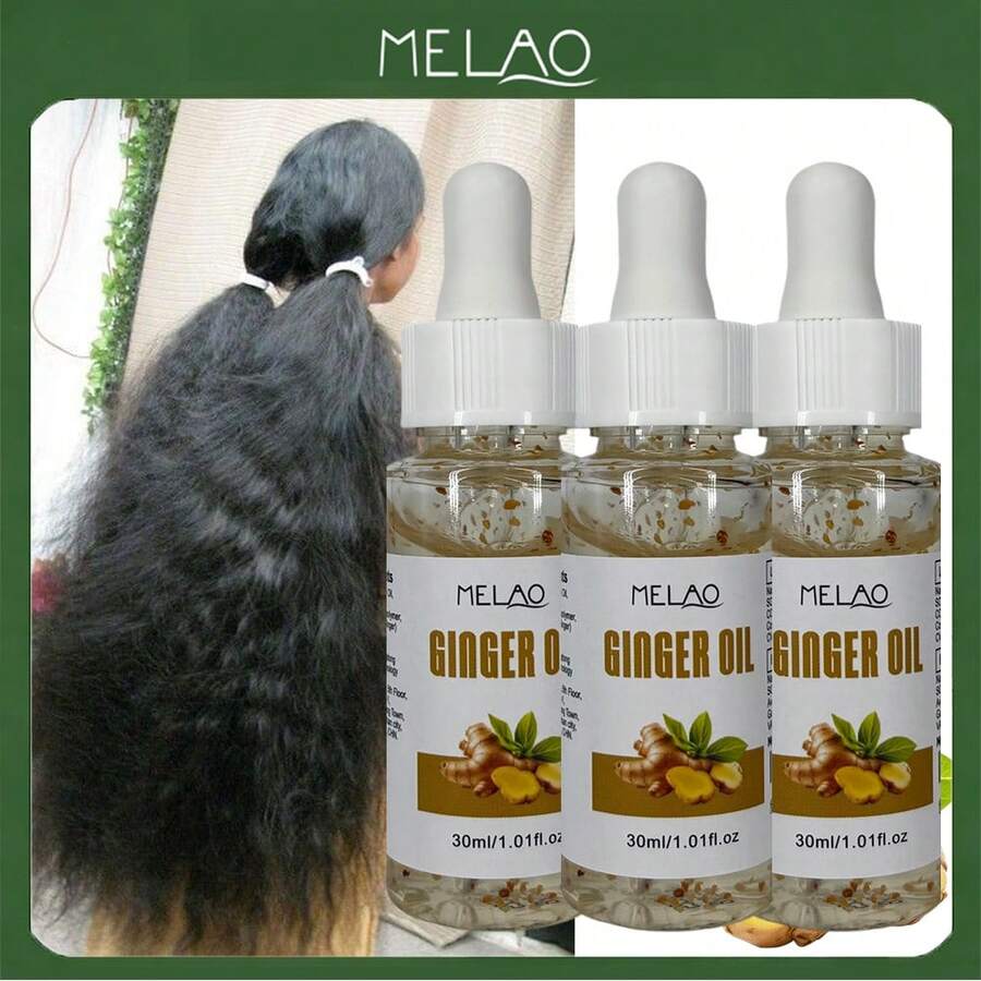 3瓶装 MELAO 生姜油 30ml,滋养头皮及头发护理油,蕴含可见天然生姜颗粒,强韧发丝,减少干燥和毛躁,令秀发柔顺亮泽,健康强韧,适合所有发质。 - 3 pcs - 查看 1