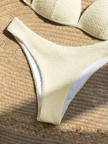 Bañador bikini triángulo halter con diseño de perla - Albaricoque - Ver 3