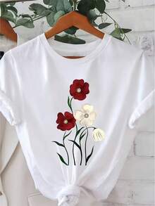 Talla Grande - Talla Grande - Camiseta Casual de Manga Corta con Cuello Redondo para Mujeres de Talla Grande, Perfecta para el Verano y Celebraciones de Graduación - Blanco - Ver 1