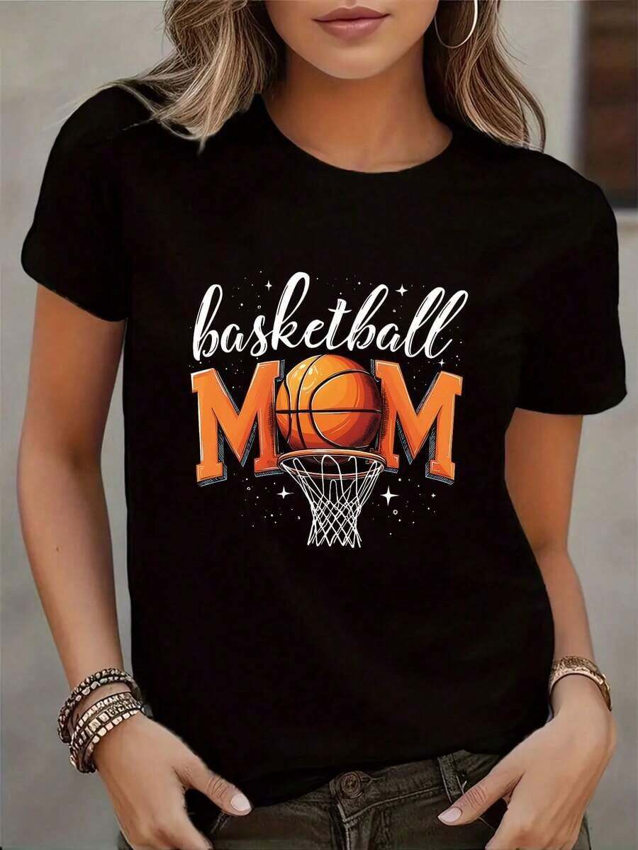 Camiseta de baloncesto para mujer - Transpirable, de cuello redondo, de manga corta, adecuada para uso diario, lavable a máquina, camiseta casual cómoda. - Negro - Ver 1