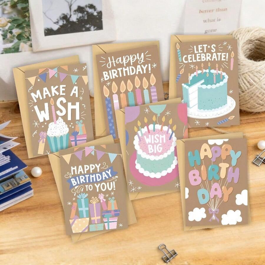 1 Set (Fun Birthday Card + Envelope), Unique Text Design, Sincere Thank You Card, Suitable For Birthday, Mother's Day, Teacher's Day, Graduation, Christmas, Thanksgiving, Party And Celebration, Blank Inside, 3D Display, High-Quality Paper. Random Style - Multicolor - View 1