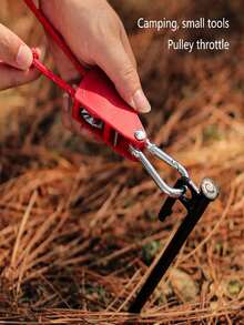 4pcs/Set Outdoor Camping Tent Fixing Tool Kit, Including 1pc Rope, 1pc Pulley Adjuster, 2pcs Hanging Pulley Rope Adjuster, Suitable For Tent Fixing, Drying Clothes, Balcony And More Scenarios, All Season Use - A - View 6