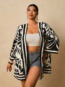 suelta con estampado tropical para mujer de talla grande, Bata de baño, Kimono de playa, Año Nuevo, Acción de Gracias, Navidad, Playa, Playa para mujeres, Conjunto de playa, Playa para mujeres, Moda de playa, Moda de playa para mujeres - Multicolor - Ver 6