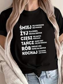 Camiseta con Estampado de Hobby Polish, Manga Corta y Cuello Redondo, Top Casual para Verano y Primavera, Ropa de Mujer - Negro - Ver 1