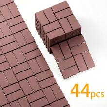 27/44pcs Interlocking Outdoor Plastic Floor Tiles (30.48cm X 30.48cm) - Slip-Resistant Deck Tiles For Patio, Poolside, Backyard - Easy Installation - XBK (27PCS) - Gray - View 4