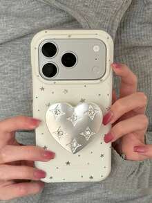 Cute Silver Rhinestone Star Phone Stand Case For IPhone 15/17 Pro/17 Pro Max, Soft Protective Cover For IPhone 16/17 New 16 Pro Max - White - View 6