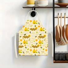 1pc, Home Decor, Bee Pattern Printed Apron, Sleeveless, Neck Strap Design, Suitable For Cooking, Baking And Entertainment, Perfect For Home Dining, Parties, Outdoor BBQ Parties, Baking Apron|Bright Apron|Polyester Apron|Printed Apron - Multicolor - View 9