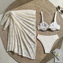 Bikini Sexy de 3 Piezas para Mujer con Encaje y Detalles Cut-Out, Traje de Baño para Playa 2026 - z26011 Rosa - Ver 5