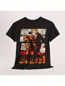Camiseta con diseño moderno estilo llama de Sanji, ¡un imprescindible para los fans de manga y anime! AdecuadaParaFiesta&DiarioDesgaste, PerfectoParaVacaciones&Tiempo de juego, genialParaFiesta&FamiliaVacaciones, EscuelaWearStreetEstilo, a la modaModa, TendenciaClimaRopa de veranoInformalWearStreetEstilo, a la modaModa, TendenciaClimaRopa de veranoInformalRopa - Negro - Ver 7