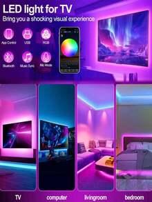 1pc 44-Key Bluetooth Black Disk Light Strip, Smart APP Control Adjustable Multi-Color, Suitable For Home Furniture Decoration, Game Room, Kitchen, TV Backlight, Bedroom, LED Decor Lighting For Holiday Party - White - View 3