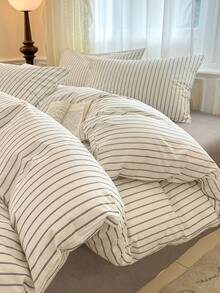 3pcs 100% Cotton Heart Print Bedding Set, 2 Pillowcases + 1 Duvet Cover (Excluding Filler) - Guangbai - View 5