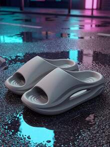 MAOLI Men's Open-Toe Thick-Sole Slippers, Casual Sports Style Hollow Design Couples Summer New Sandals, Shower Slides, Indoor Bedroom Daily Wear Sandals, EVA Non-Slip Increased Height 3cm, Multiple Colors Available, Women Summer Slippers - Grey - View 11