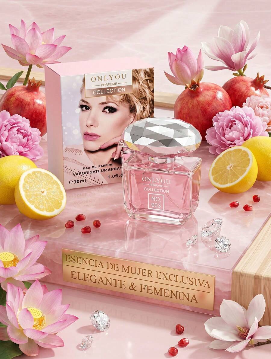 Perfume OnlyYou Collection No. 903 Eau de Parfum 30ml Fragancia Femenina Floral Frutal con Notas de Yuzu Granada y Peonía Aroma Fresco Elegante y Sofisticado para Mujer Loción con Efecto Hielo Ideal para Verano y Climas Cálidos Esencia de Loto y Magnolia con Fondo de Ámbar y Caoba Regalo Perfecto para Aniversario Cumpleaños o San Valentín Perfume de Bolsillo Portátil para Retoque Diario en Oficina Escuela o Citas Románticas Aroma Limpio de Larga Duración Estilo Socialite Diseño de Lujo con Tapa Tipo Diamante Fragancia de Mujer Exclusiva Dulce y Femenina Sin Ser Empalagosa Calidad Premium Concentración EDP para Mayor Fijación en la Piel Notas de Salida Cítricas y Corazón de Flores Delicadas Esencia Juvenil y Moderna Coqueta y Refinada Ideal para Uso de Día y Eventos Especiales 30ml 1.0 fl.oz Envase de Cristal Rosa Elegante. - Dulce - Ver 1