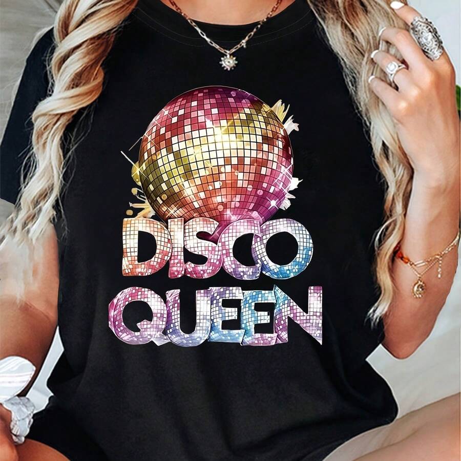 Camiseta para Mujer con Estampado de Diente y Pasta Dental, Manga Corta - Negro - Ver 1