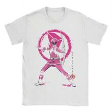 Camiseta Pink Power Rangers Sumi e para hombre y mujer, 100% algodón, cuello redondo, manga corta, ideal como regalo de cumpleaños. Camiseta de manga corta de 220 g de algodón puro, tejido grueso, resistente a las arrugas y que no se deforma fácilmente. Estilo sencillo y versátil, ligero y transpirable, perfecto para ir al trabajo, viajar, acampar, ir de compras y para el tiempo libre diario. - Blanco - Ver 1
