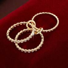 1 pieza Anillo de mujer con diseño de lunares trenzado y circonita cúbica de moda - Multicolor - Ver 6
