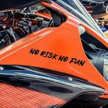 1 pieza Pegatina de coche "No Risk No Fun", Calcomanía de letras de vinilo resistente al agua, adecuada para ventanas de coche, paneles laterales/depósito de motocicleta/casco, cuadro/tubo superior de bicicleta, gran regalo de Pascua - A - Ver 3