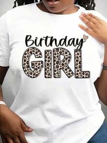 Camiseta con Estampado 'Reina de Cumpleaños' para Mujer de Talla Grande, Camiseta de Cumpleaños, Camiseta Casual de Manga Corta con Cuello Redondo, Adecuada para el Verano, Ropa de Fiesta, Camiseta con Diseño Divertido, Perfecta como Regalo de Cumpleaños - Blanco - Ver 1