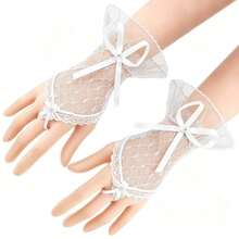 1 đôi găng tay lưới trắng gợi cảm ngọt ngào dành cho cô dâu, găng tay ren mỏng màu đen kiểu Lolita cho đám cưới, lễ hội, tiệc tùng. - Cung không ngón - Xem 13