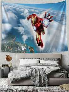 1pc M-Arvel I-Ron Man Tapestry, Cinematic Sky Flight Style Wall Decor, Bright Cloudscape Superhero Art Hanging, Perfect For Bedroom, Living Room, Dorm, Apartment, Studio, Party Backdrop, Comic, Superhero Themed Room Decor, Adds Heroic Vibe To Any Living Space, Ideal For Photo Shoots And Fan Spaces - 多色a - 查看 11