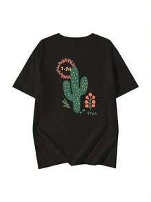 2026 Camiseta Negra para Mujeres - Ajuste Casual Holgado, Divertido Estampado de 'Cactus', Manga Corta, Cuello Redondo, Ligera y Transpirable para el Verano, Envío Nacional para Mujeres, Blusas de Manga Larga para Mujeres 1pc 180g Unisex Loose Crewneck T-Shirt - Negro - Ver 7