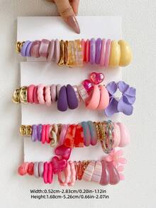 Random 1-10 Pairs Water Drop Letter C Flower Old Money Style Vintage Street Y2K Geometric Exaggerated Fashion Premium Earrings Set Combination For Women Graduation Birthday Party Ramadan Mother's Day Valentine's Day Christmas New Year Daily Wear - Multicolor - View 5