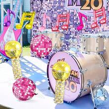 Set de 10 globos con tema musical, incluye globos con micrófono, bola de discoteca y notas musicales doradas/rosas/moradas de papel de aluminio, adecuado para decoración de fiesta de cumpleaños con tema de música K-pop, fiesta de cumpleaños de niños/niñas, fiesta de cumpleaños de adolescentes, decoración con tema de karaoke, fiesta de cumpleaños con tema de discoteca de los 80, baile de graduación con tema de noche estrellada, decoración para celebración de Año Nuevo - Multicolor - Ver 7