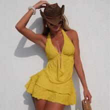 Nuevo Traje de Baño de Tres Piezas en Color Sólido y Sexy para Mujer, Bikini 2026 - Juego de tres piezas amarillo 9385 - Ver 4