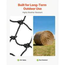 Round Bale Hay Net, 4.92 X 4.92 X 4.92 Ft, 1.75 Inch Holes, PE Material, Reinforced Knotted Design, With Zip Ties, Needle Shuttle, And Repair Twine, Slow Feeder Round Bale Net For Horses - Medium Mesh, Knotted, 5*5*5 ft - 查看 5