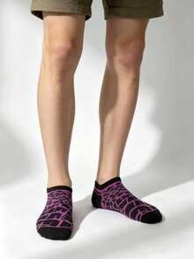 6 pares de calcetines cortos de corte bajo con estampado de leopardo en colores aleatorios para mujer, lindos, versátiles, de moda, simples, cómodos, suaves, adecuados para uso diario, primavera/verano/otoño - Multicolor - Ver 5