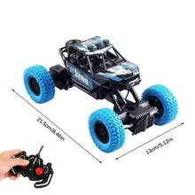 Remote Control Racing Car For Kids, Four-Wheel Drive Off-Road Vehicle, Colorful LED Lights, Rubber Tires, Outdoor Toy Car, Gift For Children, Rechargeable Remote Control Car, Racing Car - Blue 1B - View 1