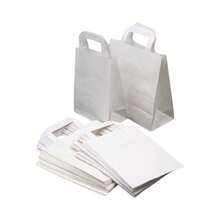 HOT BARGAINS White Paper Bags With Flat Handles | Takeaway Carriers - 100 X White - View 5