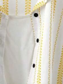 Conjunto de camisa y pantalones cortos de protección solar con estilo bohemio, conjunto de 2 piezas para mujer en verano - Amarillo - Ver 6
