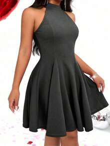Vestido sin mangas con cuello halter para ropa de Año Nuevo - Gris - Ver 1