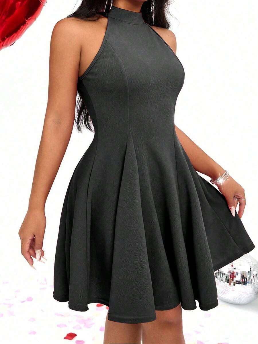 Vestido sin mangas con cuello halter para ropa de Año Nuevo - Gris - Ver 1