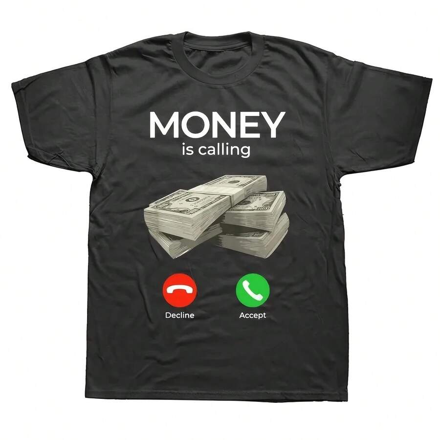 = 024 Ropa de calle con patrón, camiseta de manga corta para regalo de cumpleaños, camiseta de estilo veraniego para mujer, camiseta de negocios divertida con llamada de dinero en efectivo - forma - Ver 1