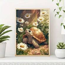 1 Peça Kit de Pintura de Diamante 5D DIY Padrão de Tartaruga - Arte de Diamante Redondo Completo Mosaico Artesanal, Decoração de Parede para Casa, Sem Moldura - Sem Moldura - Visão 4