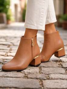 Women's Modare Ultra Comfort Boot With Block Heel And Gold Detail - Original - Camel - Ver 2