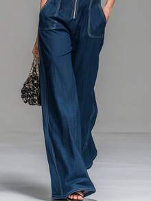 Casual Elegant Zipper Office - 黑色 - 查看 5