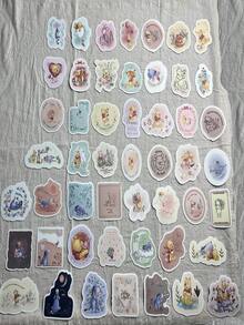 50PCS Disney Genuine Authorized Winnie The Pooh Sticker Fresh Elegant Style Art Interesting Holiday Gift Collection Decorative Scrapbook Phone Case Pencil Case Laptop Decal - 1 Set - View 3