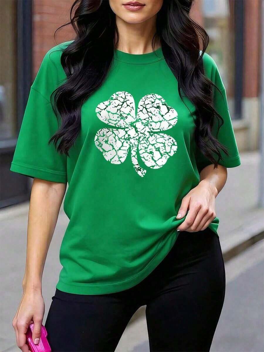 Women's Summer Tops 2026, Short Sleeve Shirts, Elegant Casual Vacation Outfits, Prints. St. Patrick's Day Blouses For Women > Shirt - 綠色 - 查看 1