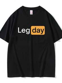 playeras de mujer Funny Creativity Design Leg Day Fitness Workout Gym Graphic T Shirt Men Women Outdoors Soft Cotton T-shirt Male Harajuku Tshirt - Negro - Ver 1